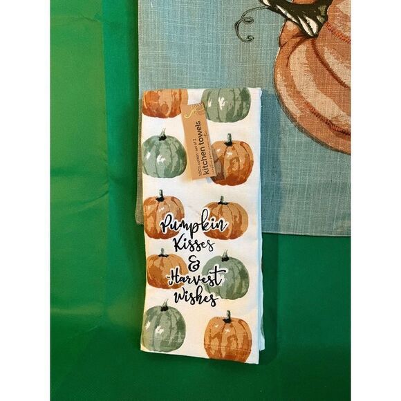 From The Hearth Blue Pumpkin Table Runner Kitchen Towel Bundle - Picture 3 of 10